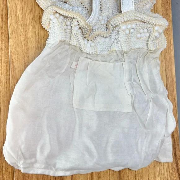 Vintage 1950s Candy Dot Cream & White Double Beaded Hand Bag - Picture 13 of 15